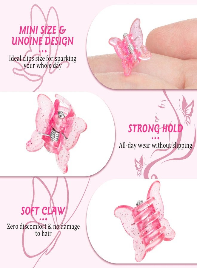 BEBEEPOO Glitter Mini Butterfly Hair Clips, Sparkly Colorful Hair Accessories for Girls and Women - 90s Y2K Cute Small Hair Claw Clips, 10 Assorted Colors, Set of 100 (Glitter) - Image 2